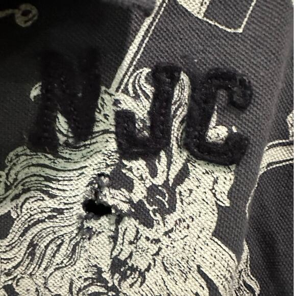 Y2K Nautica Tattoo Print 3D Distressed Oversized Short Sleeve Polo Shirt - Picture 5 of 8